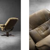 Vintage Mid-Century Danish Modern Brown Swivel Chair & Ottoman, 1960s