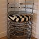 Chrome and smoked glass dressing table with a nesting seat, 1970.