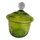 Green chiseled cut glass candy box