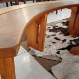 Set of 1 table + 2 benches by Pierre Chapo for Seltz