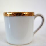 4 Limoges gold outline mocha cups + saucers