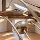 Arc floor lamp with 5 lights in chrome metal and marble – Space Age style