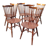 Lot of 6 Baumann chairs, Tacoma model, vintage, bistro.
