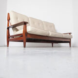 Brazilian modernist sofa cream leather Jean Gillon
