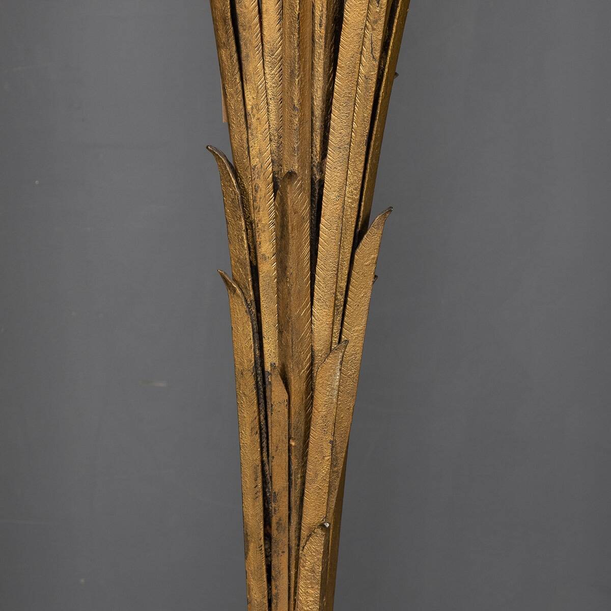 A french gilt wrought iron floor lamp, attributed to maison bagues c.1970