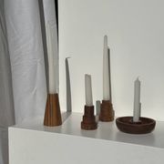 Circular teak monoxyle candle holder D12 H3