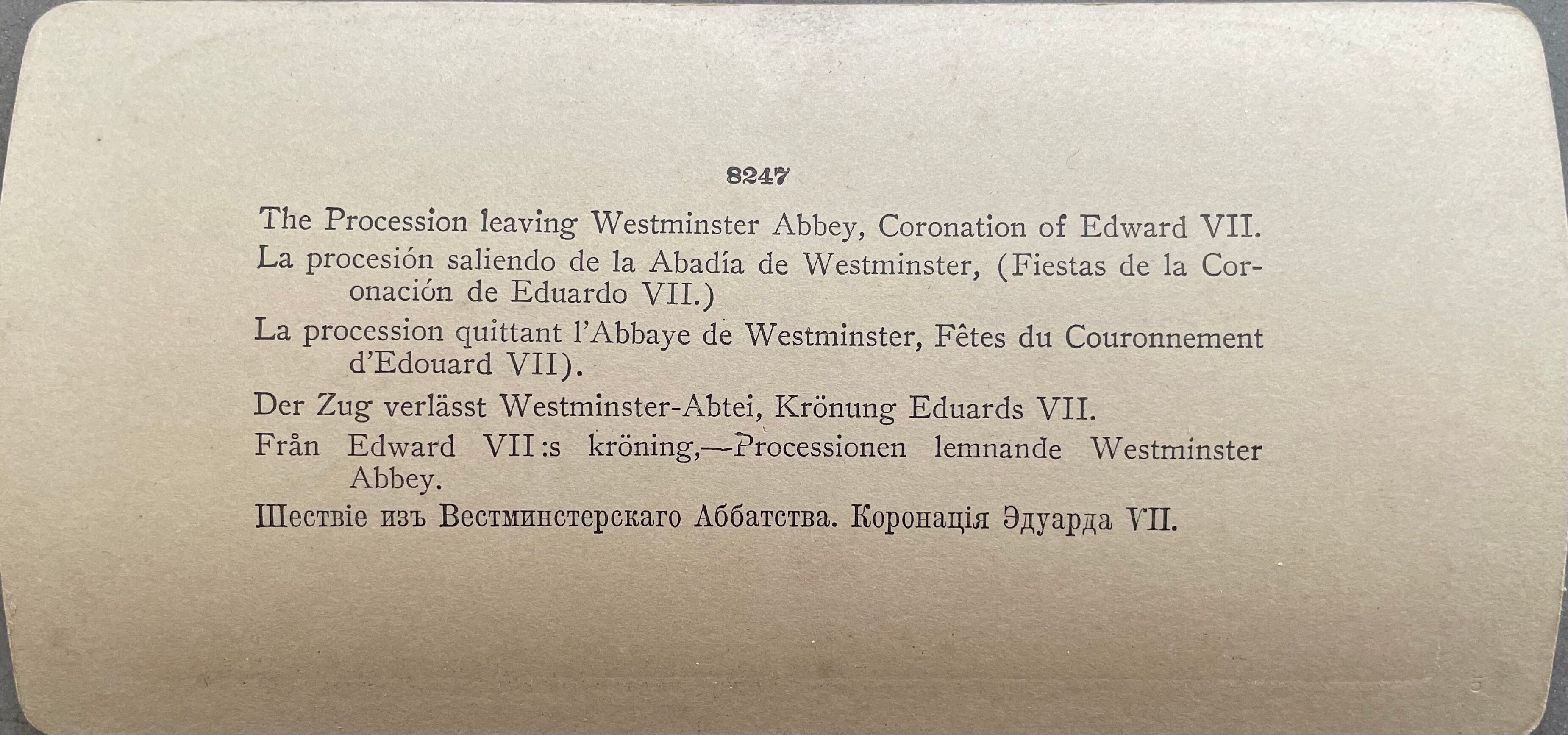 Old photography stereo, stereograph, luxury albumine 1903 Coronation Edward VII