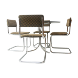 Table à manger en verre  à avec chaises à manger des années 1970