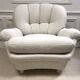 Vintage 80s shell armchair in curly wool