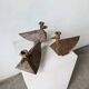 Series of three brutalist Folk Art candle holders