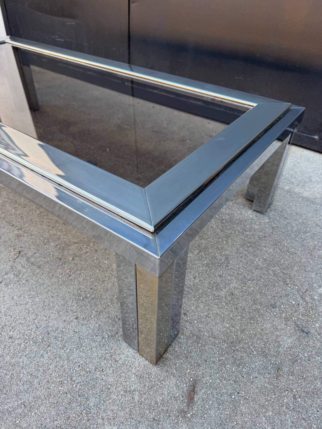 1970s smoked glass chrome coffee table