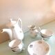 White porcelain coffee service with golden flowers / vintage 50s-60s