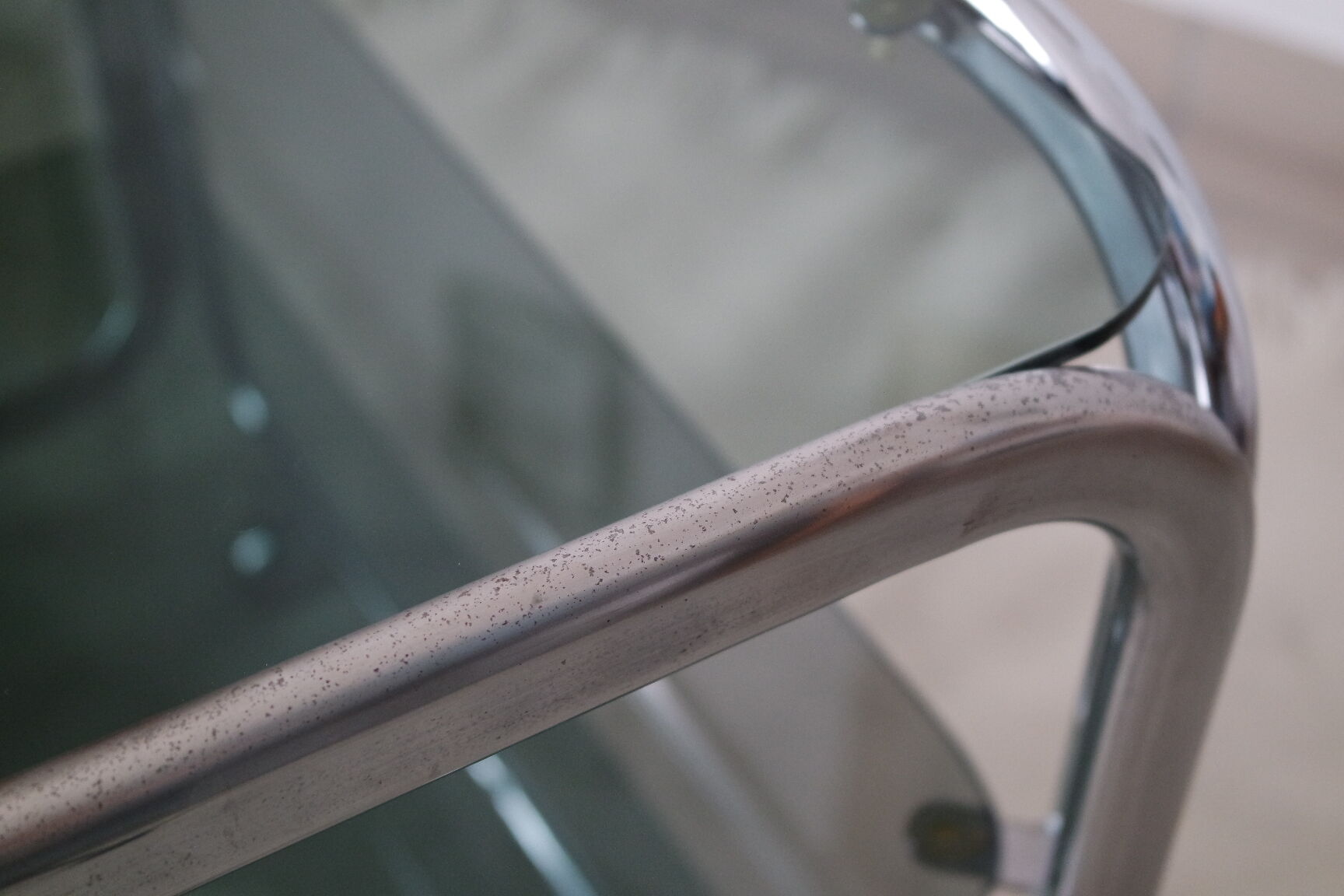 Side table serving chrome and vintage glass 70