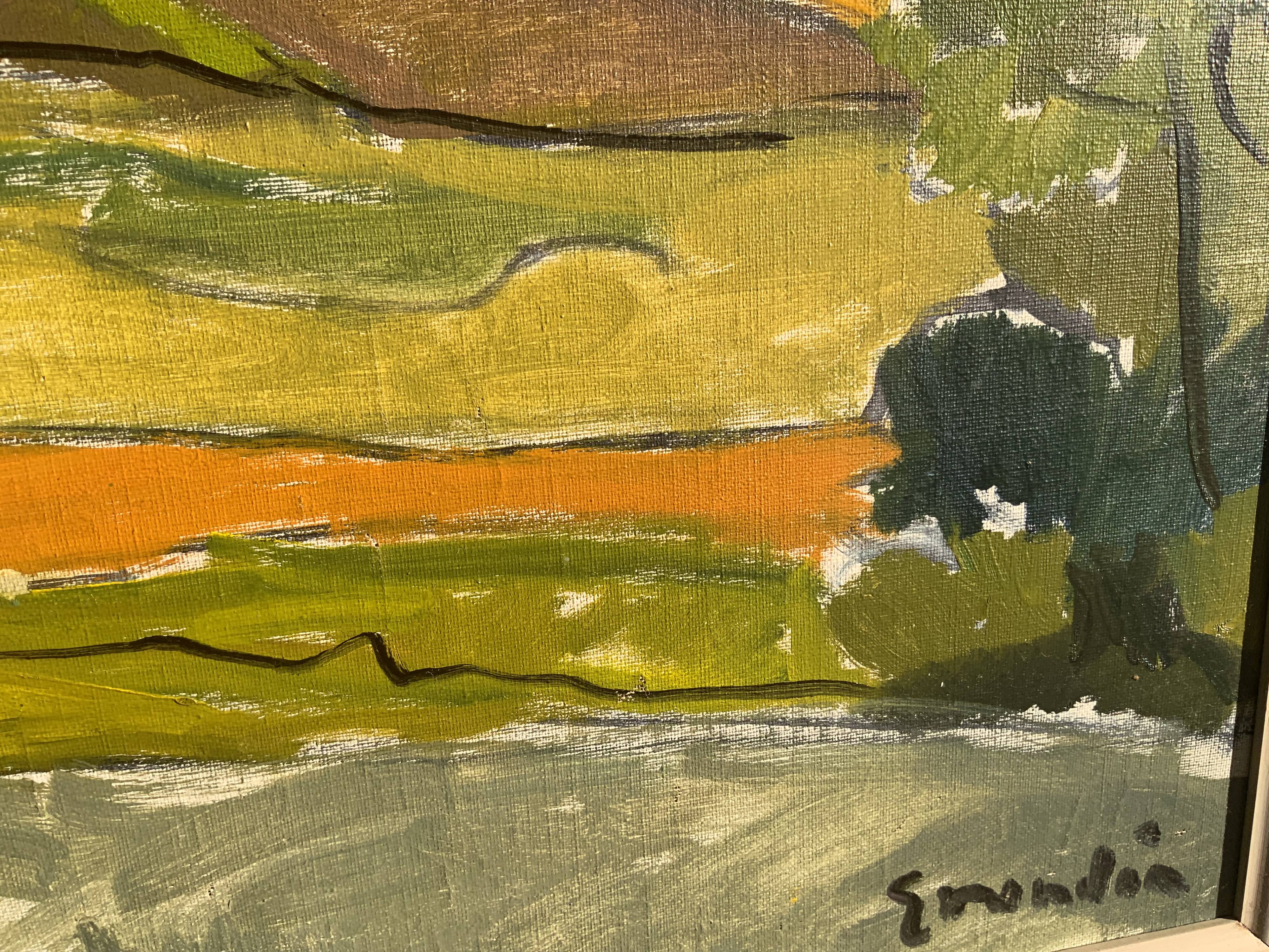 Vintage Oil on Canvas Landscaoe by Svan Grandin 1960s