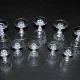 Set of 10 Art Nouveau glasses.