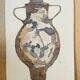 Signed watercolor and ink painting Wabi Sabi Sahara Vase