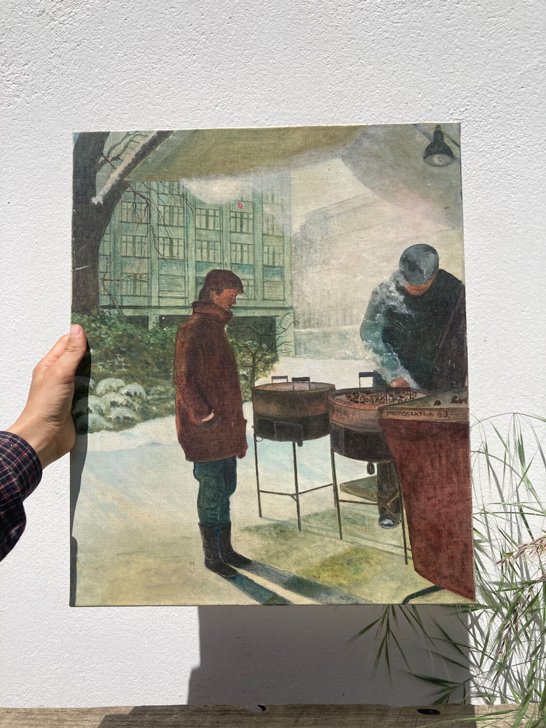 Anxian painting Painting seller of brown on vintage canvas