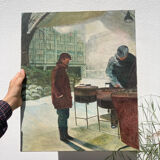 Anxian painting Painting seller of brown on vintage canvas