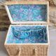 Vanity, vintage wicker suitcase