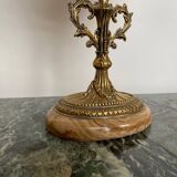 Miroir de Table Victorien Vintage en Laiton sur Base en Marbre, 1950s