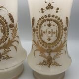 Pair of vases in opaline decoration of motifs of garlands, edges of gold, xixth