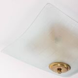 Plafonnier vintage années 60 en verre décoré design italien