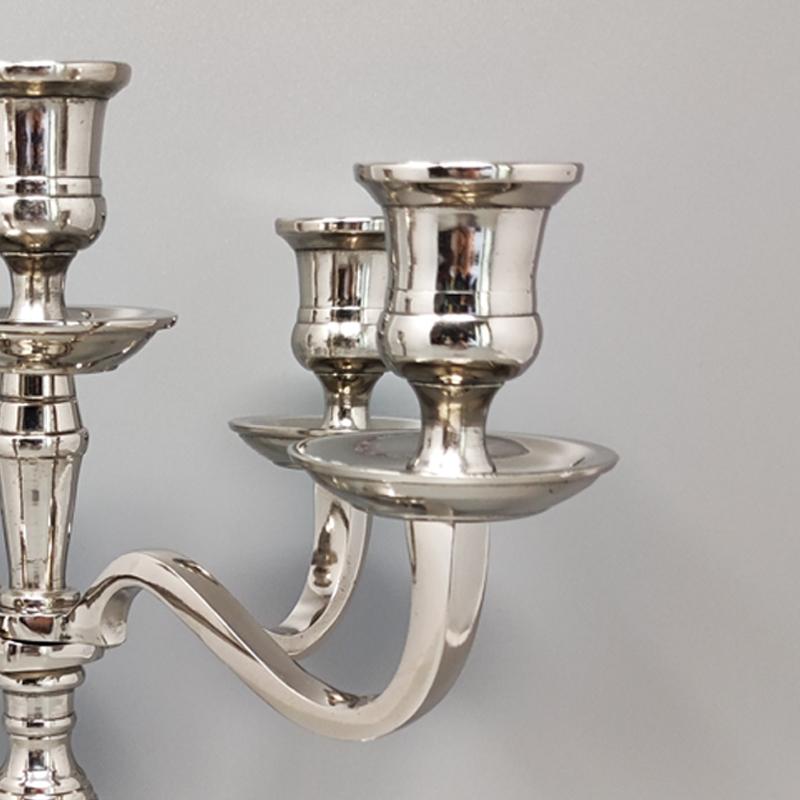 1950s Stunning Candelabra for Five Candles in Stainless Steel. Handmade. Made in Italy
