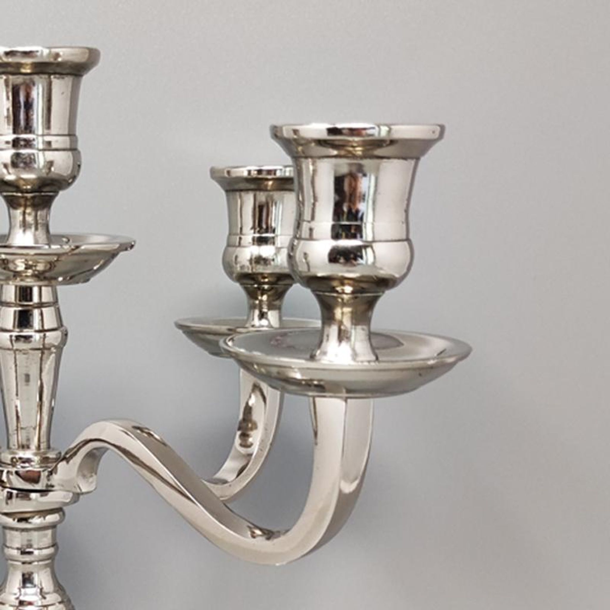 1950s Stunning Candelabra for Five Candles in Stainless Steel. Handmade. Made in Italy