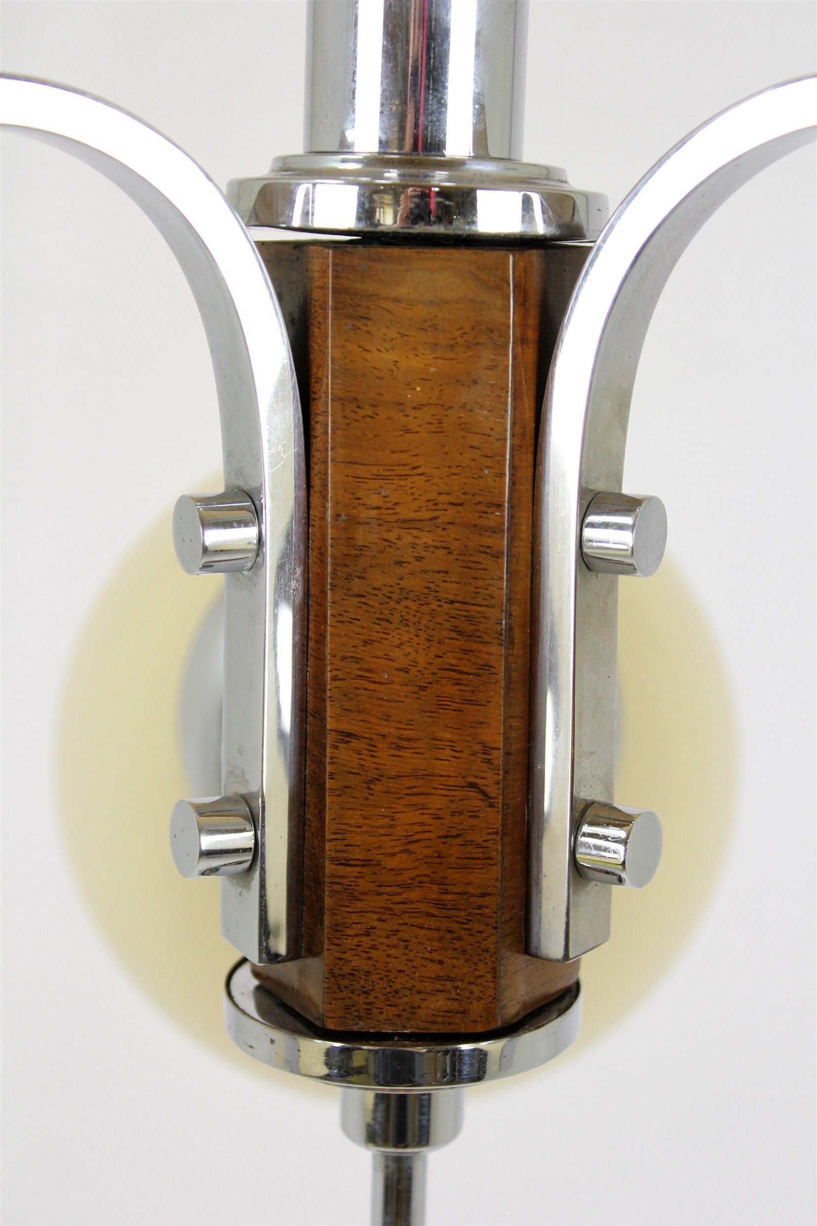 Bauhaus chrome & wood chandelier, 1940