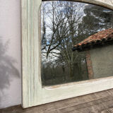 Art Deco mirror in rectangular white carved wood 58x65cm