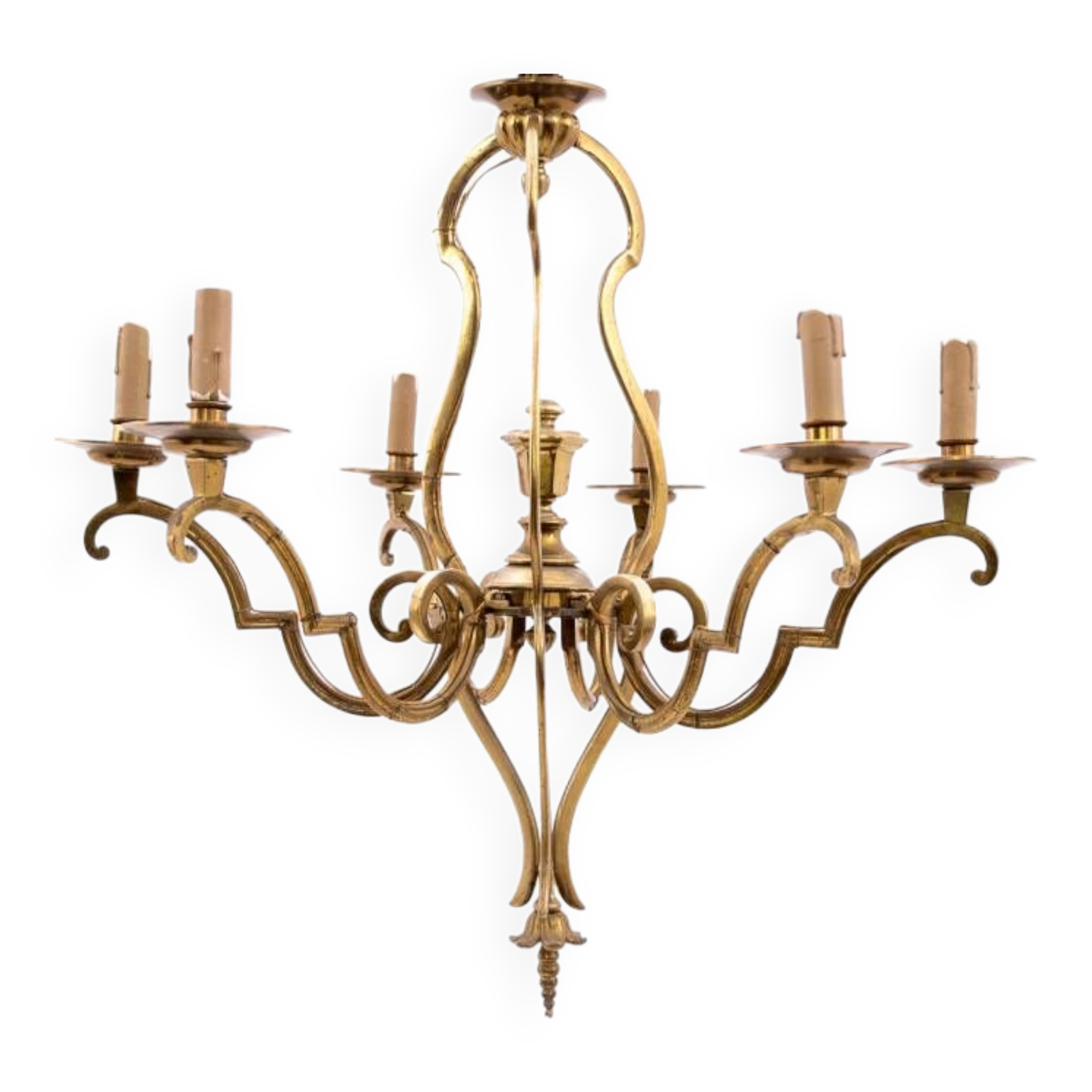 Lustre en laiton, France, milieu du XXe siècle.