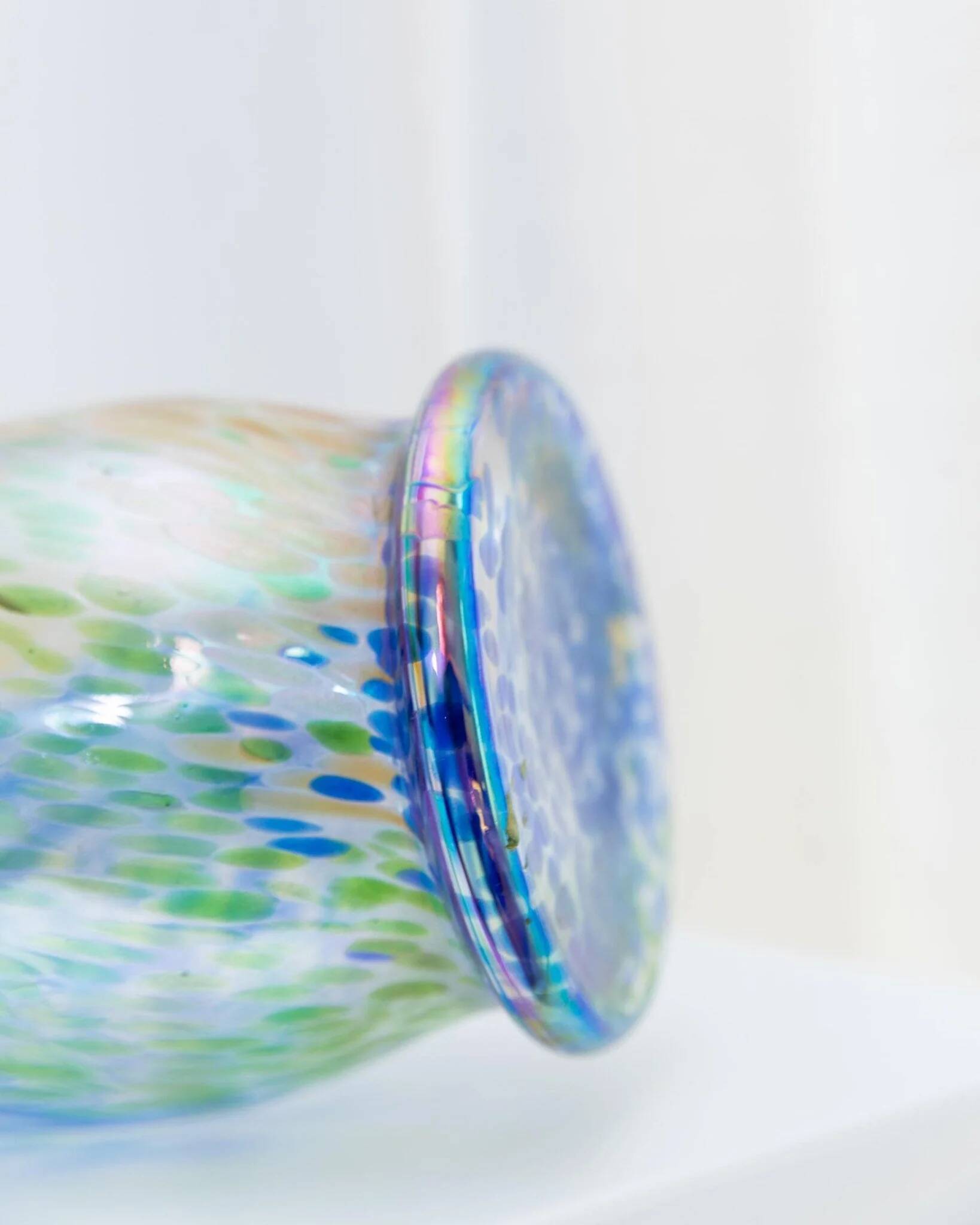 Large Vintage Murano Glass Vase in Multicolor Iridescent Pastel Glass – Italian Art Glass, 1970s