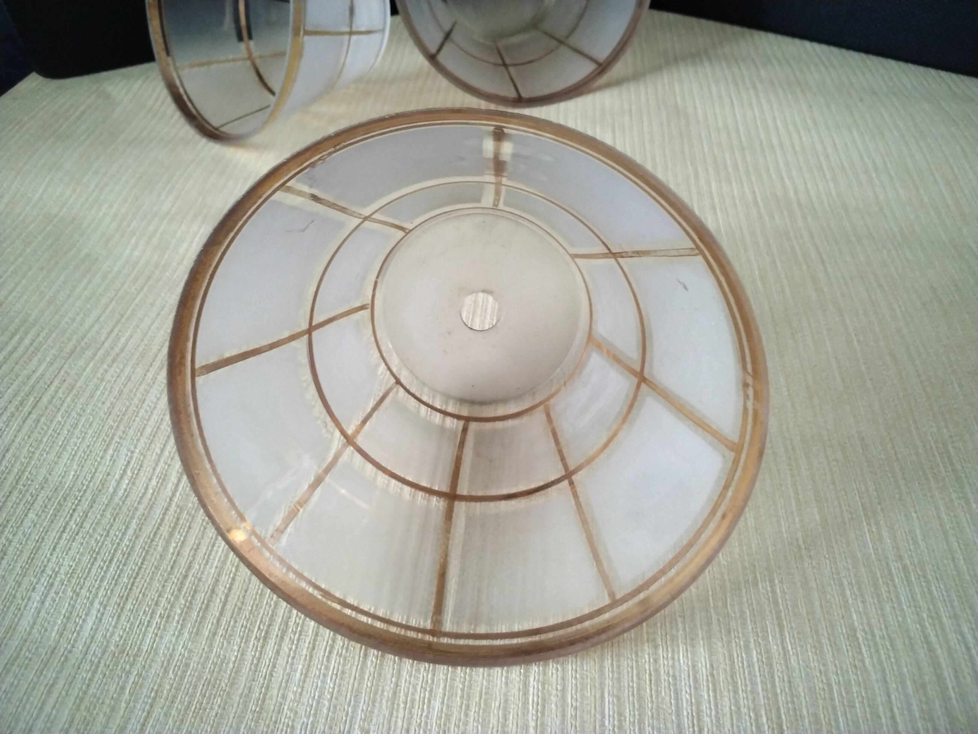 3 Lampshades, globe for wall lights in Art Deco opaline glass
