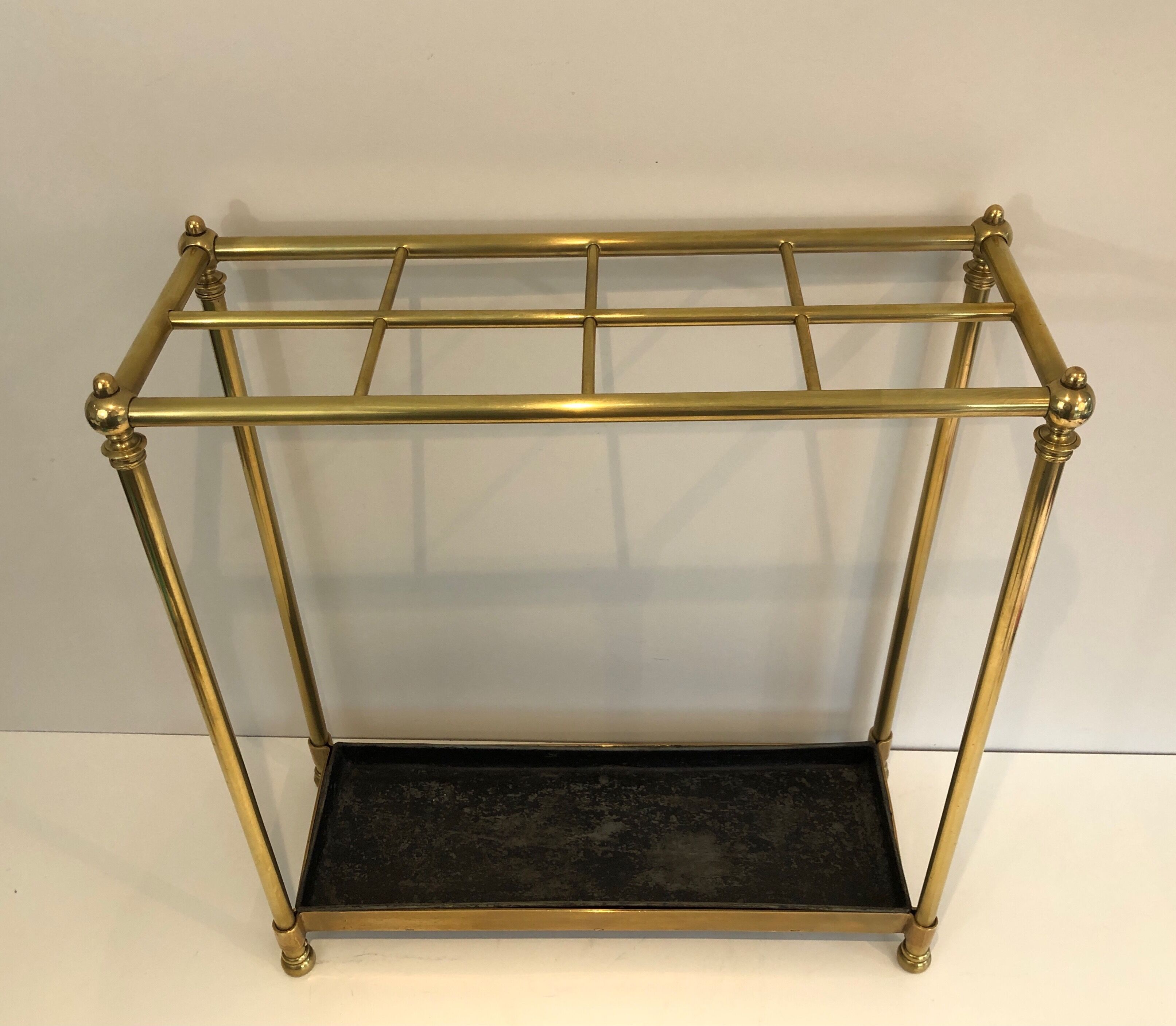 Rectangular umbrella holder in brass and cast iron. french work. around 1900
