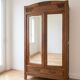 Art Deco wardrobe in solid oak with mirrors