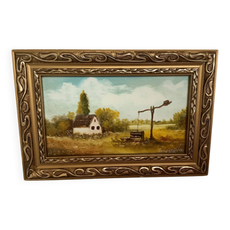 Small landscape painting oil on hardboard
