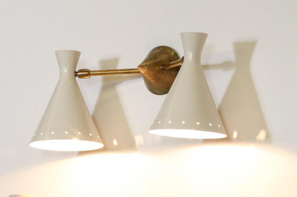 Italian wall lamp sconce double white