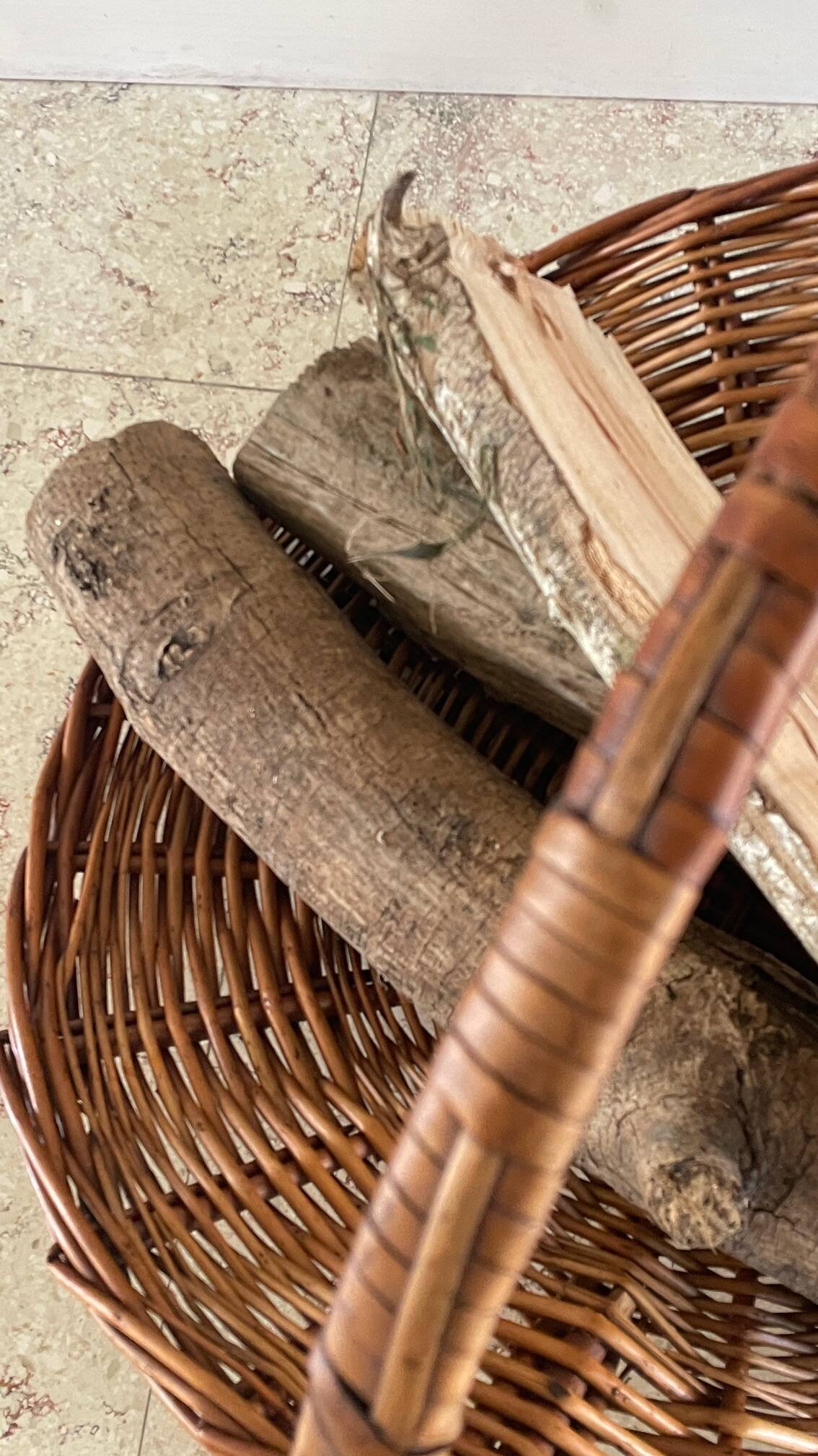 Vintage Rattan Log Basket