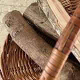 Vintage Rattan Log Basket