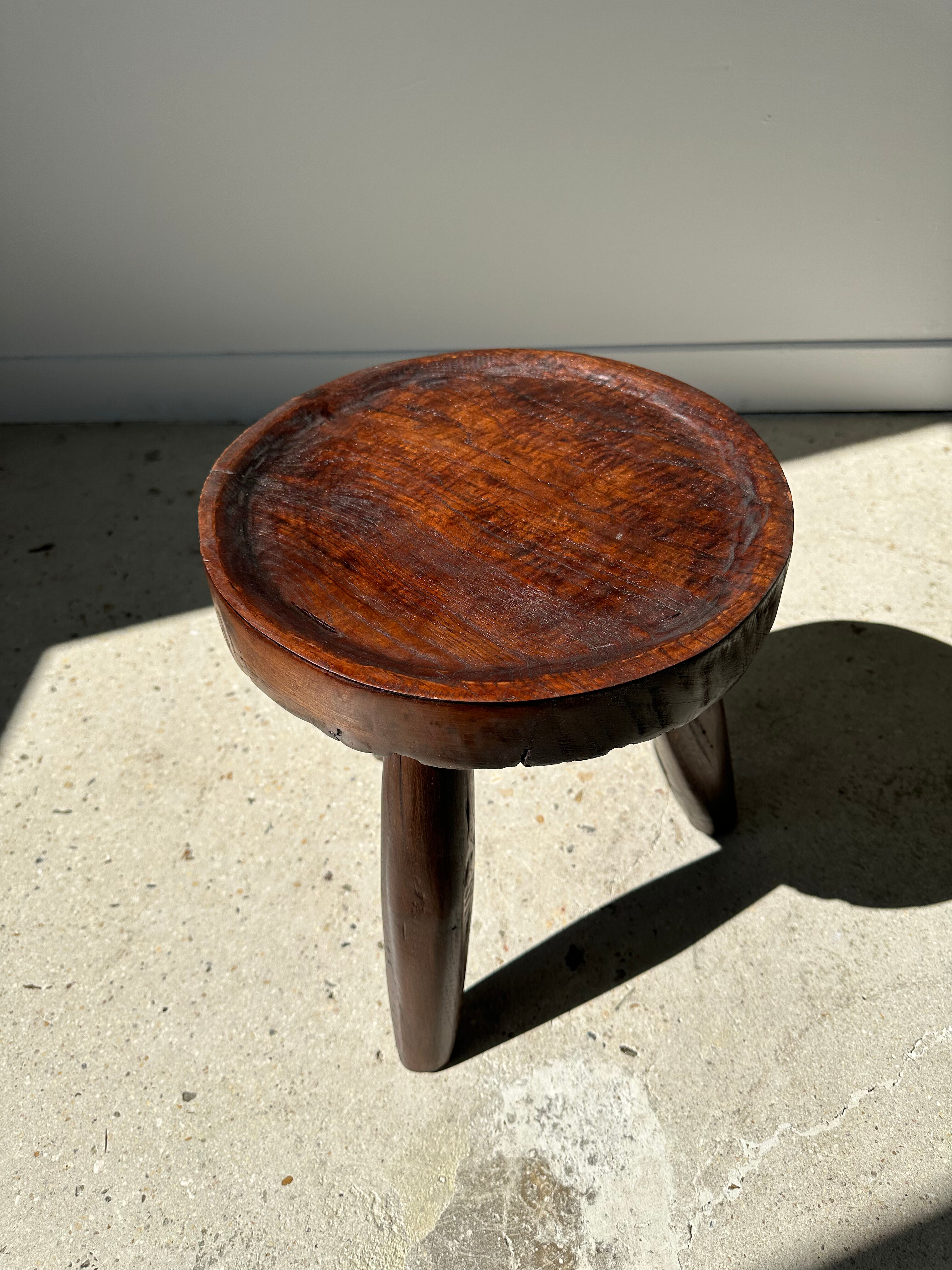 Brown solid wood stool hollow circular seat