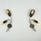 Pair of 1950s mid century sconces wall lamps brass black metal