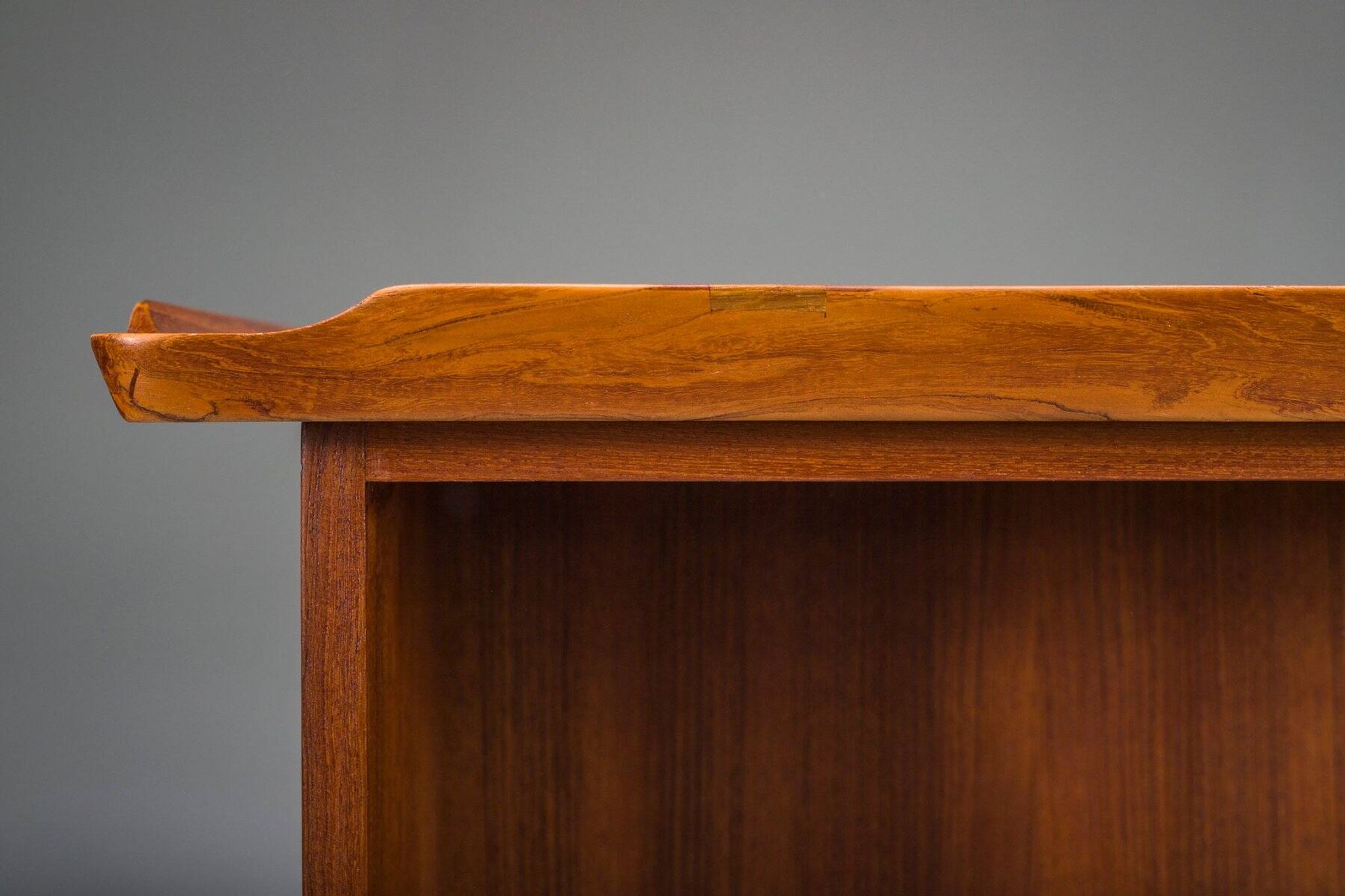 Mid-century Danish freestanding teak desk with raised lip edge, 1960s