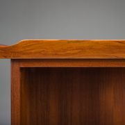Mid-century Danish freestanding teak desk with raised lip edge, 1960s