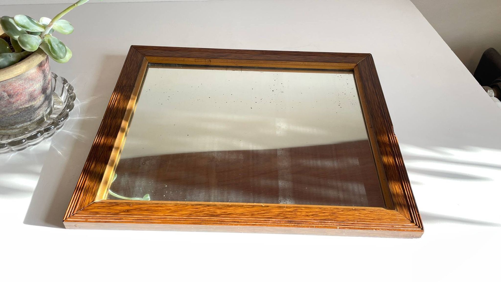 Art deco mirror 1920 wood and silver vintage