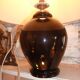 black opaline glass lamp (attributed to Jacques Adnet)