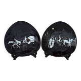 Pair of decorative plates: "Rally" & "Bal at the Opera".