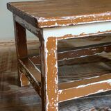 Vintage patinated solid wood side bench
