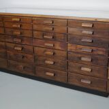 Vintage German Oak Glass Shop Counter Haberdashery Cabinet Vitrine, ca 1950