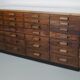 Vintage German Oak Glass Shop Counter Haberdashery Cabinet Vitrine, ca 1950