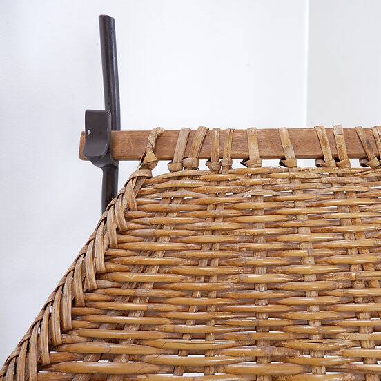 John Risley Style High-back Lounge Chair Solid Iron / Wicker Fran